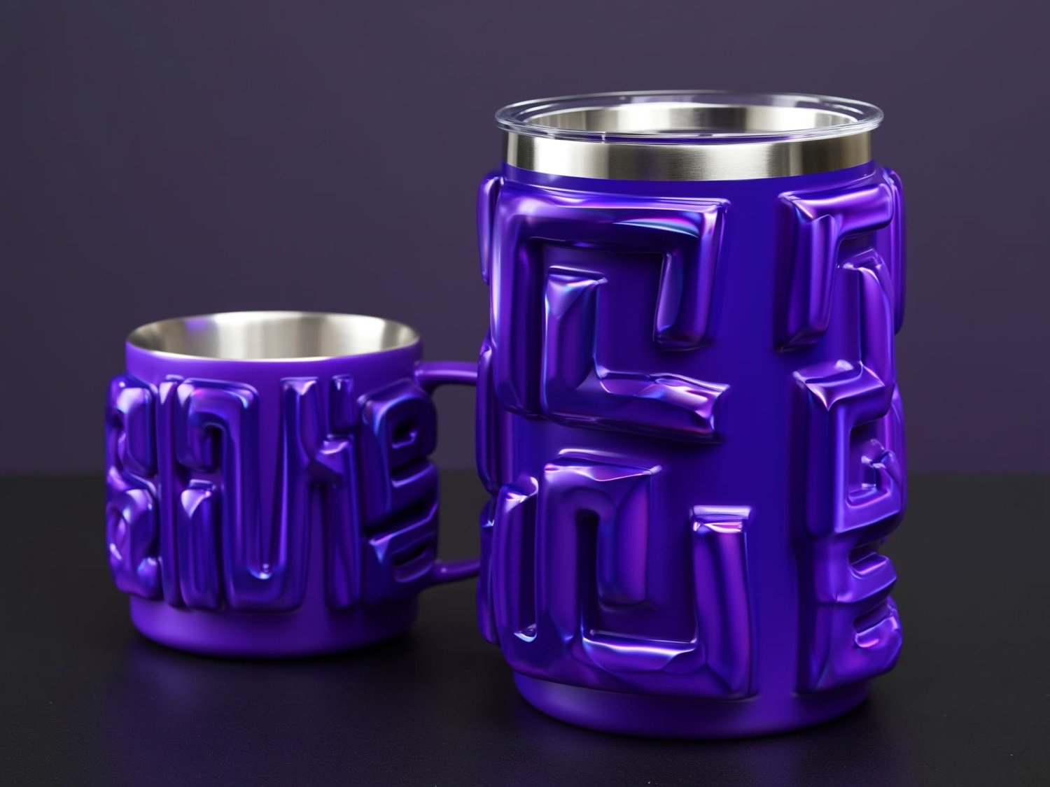 Tazas con estampado en relieve hecho con DTF UV
